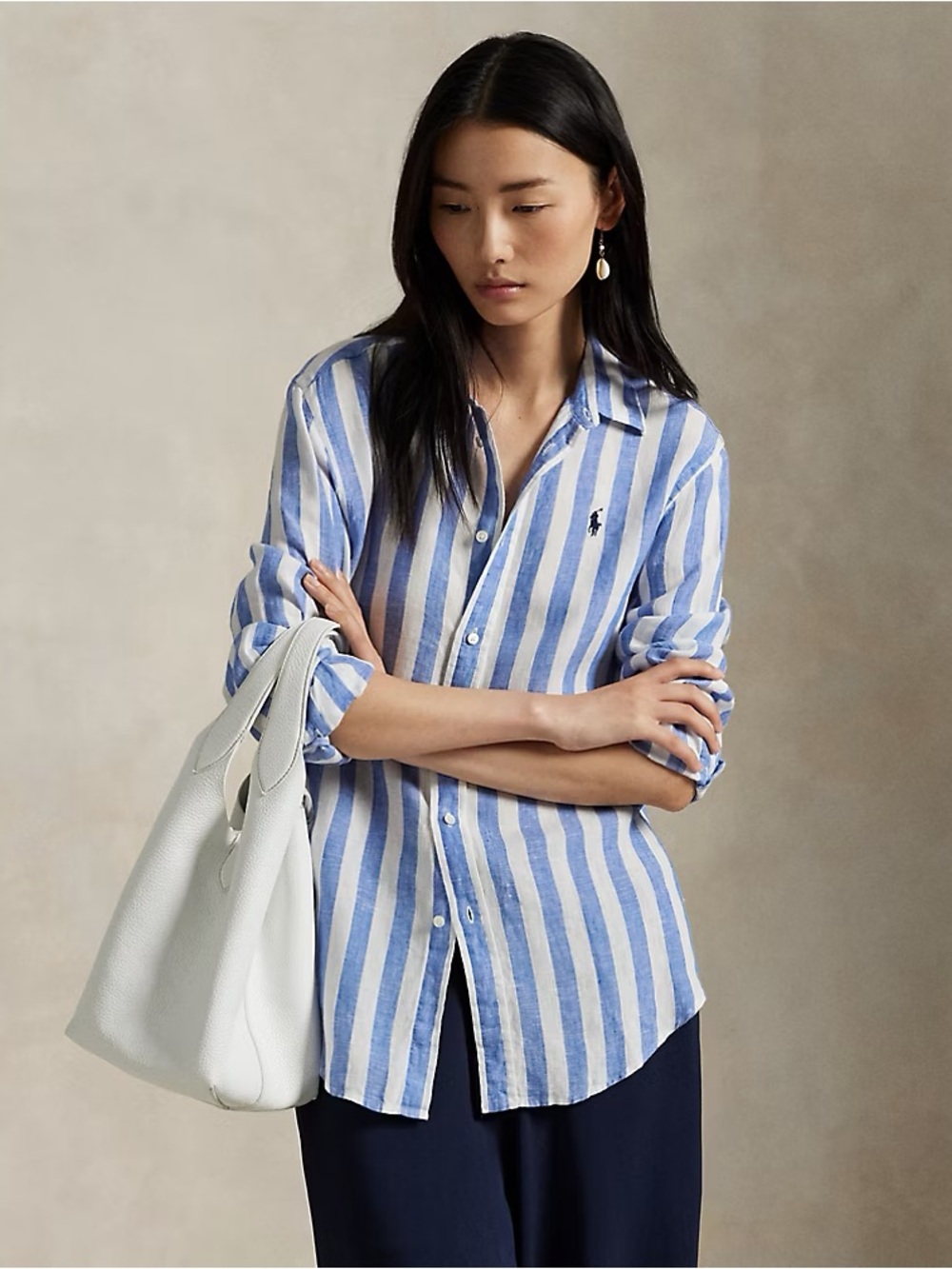 POLO RALPH LAUREN CLASSIC FIT STRIPED LINEN SHIRT